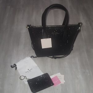 ☆SALE ☆ Kate Spade Joeley Black Glimmer Small Satchel and Cardholder